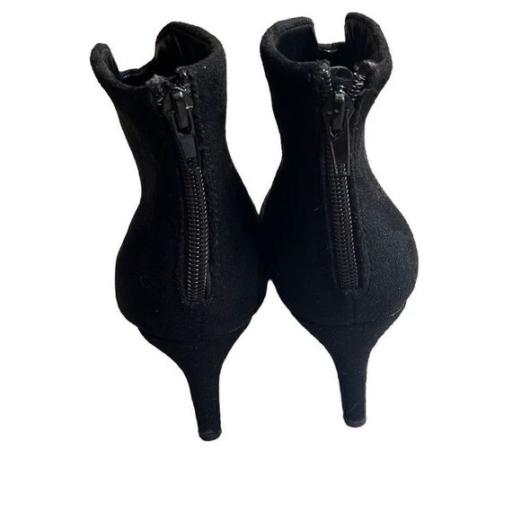 Halston Cairo Womens 6.5 Ankle Booties Boots Black Suede Stiletto Heel Back Zip - Picture 3 of 8